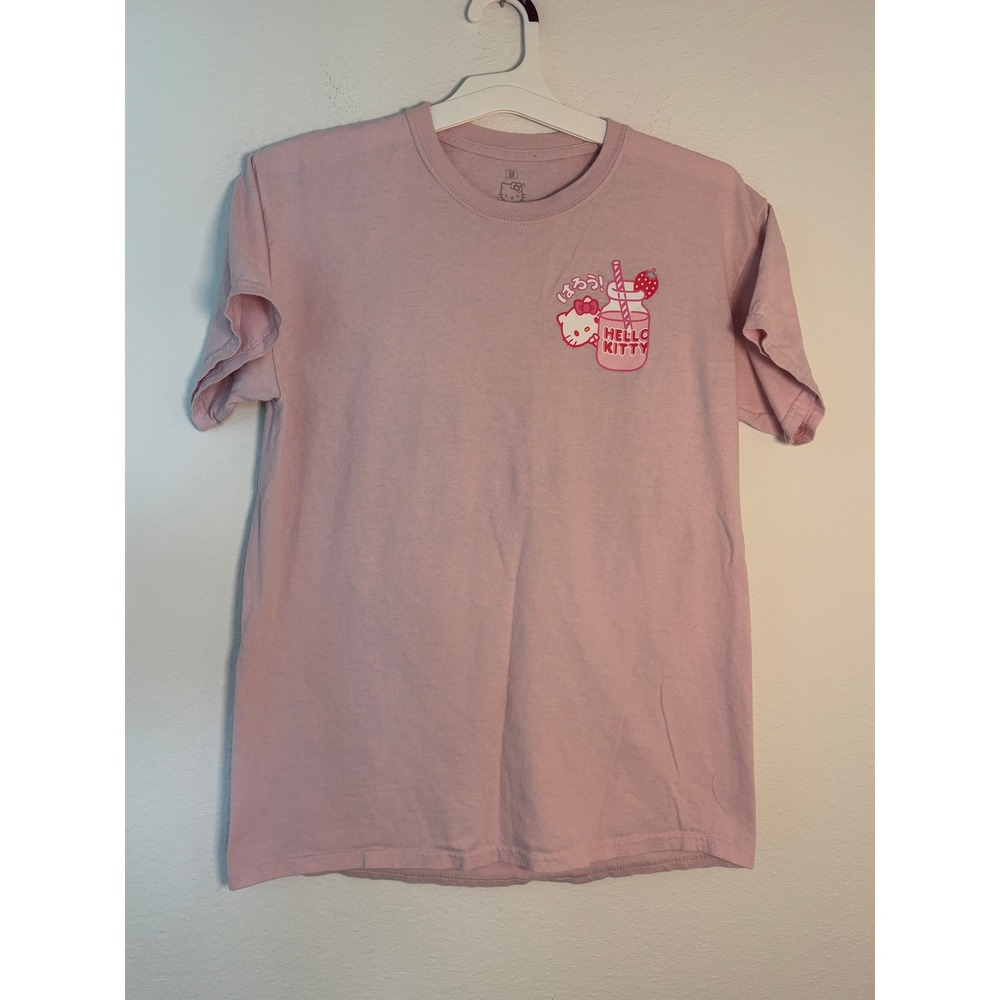 Hello Kitty Sanrio Strawberry Milk Graphic T-Shirt Pink Kawaii Medium